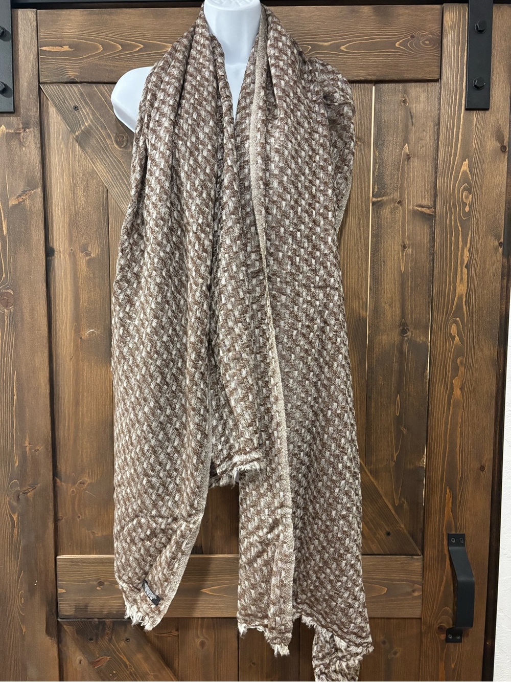 100% Cashmere Handmade Nepal Oversized Scarf Shawl Wrap Oatmeal Beige